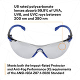 3M S1107SGAF Solus 1000 Series Safety Glasses Scotchgard Anti-Fog Indoor/Outdoor Grey Lens Blue/Black Frame (S1107SGAF) (7100131794)  - (20Pack) - 6