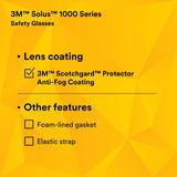 3M S1107SGAF Solus 1000 Series Safety Glasses Scotchgard Anti-Fog Indoor/Outdoor Grey Lens Blue/Black Frame (S1107SGAF) (7100131794)  - (20Pack) - 9