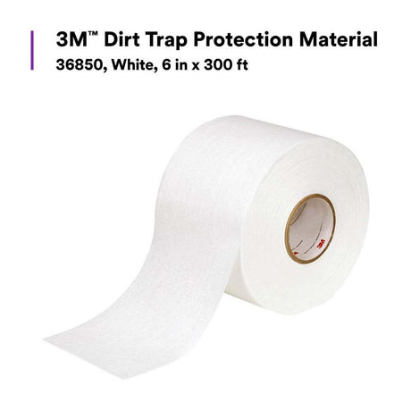 3M 36850 Dirt Trap Protection Material , White Color, Nonwoven, Overspray Protection, Traps Dust and Debris, Clean, 6 in x 300 ft (7100132342) (4 Pack) - 2