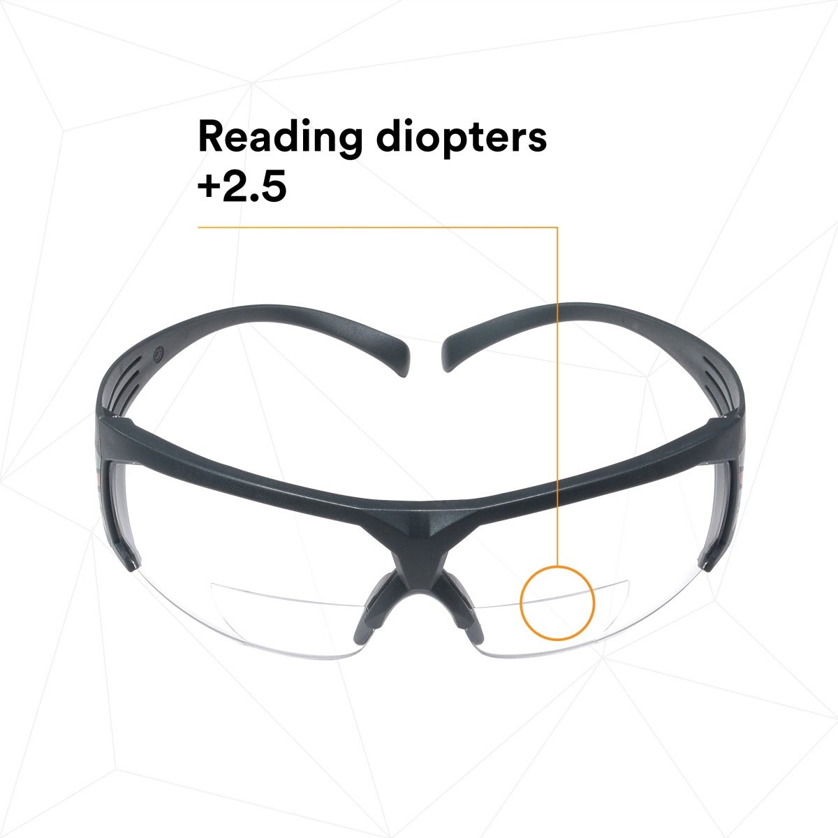 3M SF625SGAF SecureFit Safety Glasses, Clear Scotchgard Anti Fog Anti Scratch Lens, +2.5 Diopter, Gray Temples (7100132360)  - (20Pack) - 3