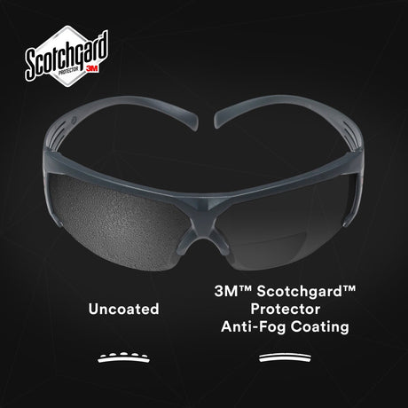 3M SF625SGAF SecureFit Safety Glasses, Clear Scotchgard Anti Fog Anti Scratch Lens, +2.5 Diopter, Gray Temples (7100132360)  - (20Pack) - 7