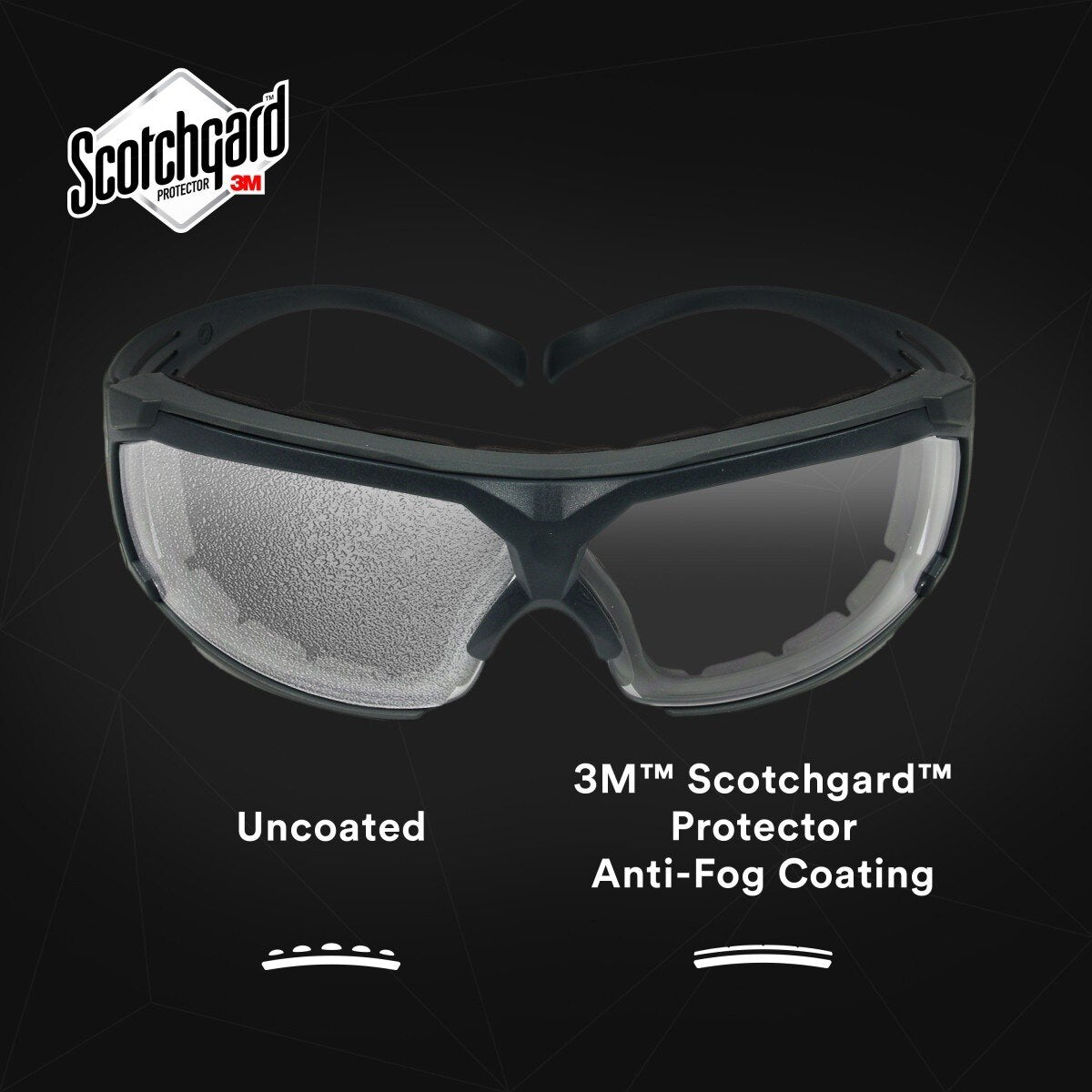3M SF601SGAF-FM SecureFit Safety Glasses, Clear Scotchgard Anti-Fog Lens, Black Frame (7100133322)  - (20Pack) - 7