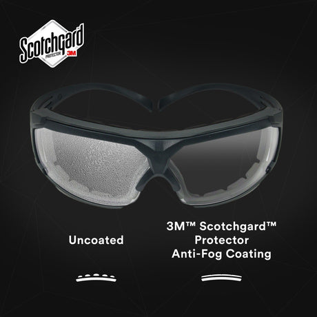 3M SF601SGAF-FM SecureFit Safety Glasses, Clear Scotchgard Anti-Fog Lens, Black Frame (7100133322)  - (20Pack) - 7