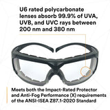 3M SF601SGAF-FM SecureFit Safety Glasses, Clear Scotchgard Anti-Fog Lens, Black Frame (7100133322)  - (20Pack) - 8