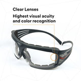 3M SF601SGAF-FM SecureFit Safety Glasses, Clear Scotchgard Anti-Fog Lens, Black Frame (7100133322)  - (20Pack) - 9