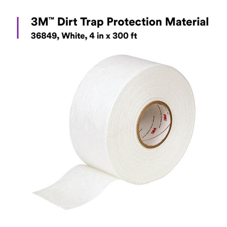 3M 36849 Dirt Trap Protection Material, Polyester Nonwoven Overspray Protection Roll, White, 4 in x 300 ft (7100133779)  - (6 Pack) - 2