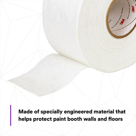 3M 36849 Dirt Trap Protection Material, Polyester Nonwoven Overspray Protection Roll, White, 4 in x 300 ft (7100133779)  - (6 Pack) - 4