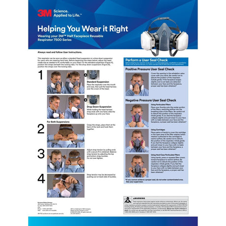 3M 7501 Half Facepiece Reusable Respirator, Small, Cool Flow Valve, Bayonet Connection, NIOSH Approved, Dual Airline Compatible, Dropdown Suspension (7100134948)  - (10Pack) - 6