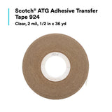 3M Scotch ATG Adhesive Transfer Tape 924 Clear 1/2 in x 36 yd 2 mil Roll (924) (7100137416)  - (72Pack) - 6