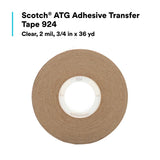 3M Scotch ATG Adhesive Transfer Tape, Clear, 3/4 in x 36 yd, 2 mil Roll (924) (7100137417)  - (48Pack) - 5