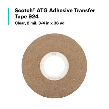 3M Scotch ATG Adhesive Transfer Tape, Clear, 3/4 in x 36 yd, 2 mil Roll (924) (7100137417)  - (48Pack) - 5