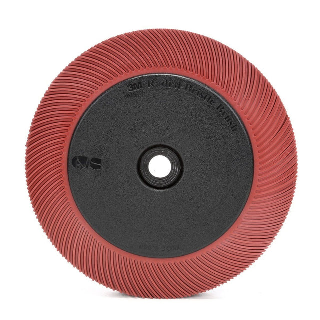 3M BB-ZB Scotch-Brite Radial Bristle Brush, Ceramic Aluminum Oxide, 220 Grit, Red, 7 5/8 in x 1 in x 1-1/4 in, 6000 rpm, with Flange (7100138335) (2 Pack)