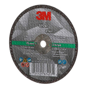 3M 87457 Silver Cut-Off Wheel 60+ T1 3" x 0.035" x 1/4" (7100138406) (25 Pack)