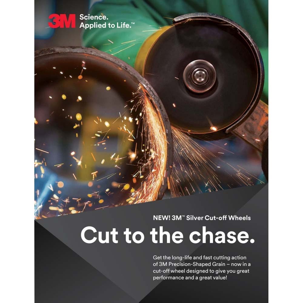 3M 87458 Silver Cut-Off Wheel T1, 3 in x .035 in x 3/8 in for Pipe Cutting on Stainless and Mild Steel (7100139208) (50 Pack) - 7