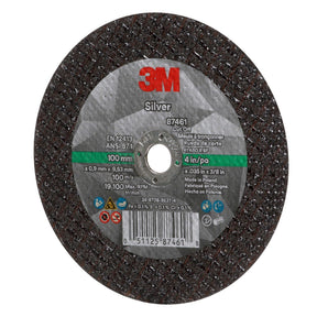 3M 87461 Silver Cut-Off Wheel 60+ T1, Precision Shaped Grain, Black, 4 in x 1/32 in x 3/8 in (7100139214) (50 Pack)