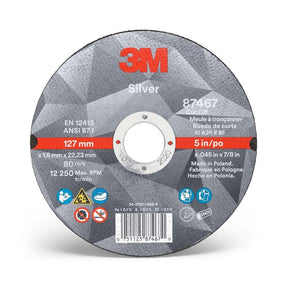 3M 87467 Silver Cut-Off Wheel 36+ T1 5 in x 0.045 in x 7/8 in (7100139236) (50 Pack)