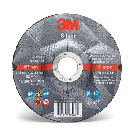 3M 87468 Silver Cut-Off Wheel 36+ T27 5 in x 0.045 in x 7/8 in (7100139237) (50 Pack)