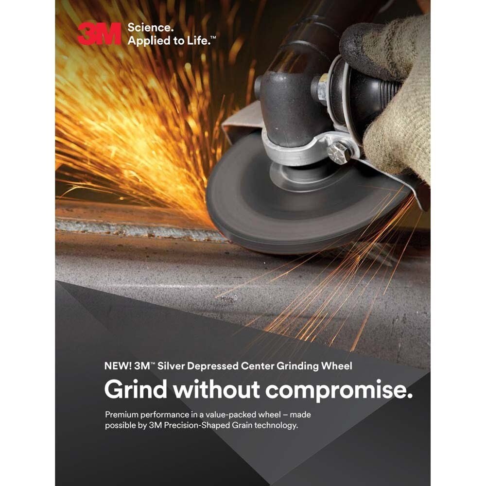 3M 87455 Silver Depressed Center Grinding Wheel, 36+, T27, 4 in x 1/4 in x 3/8 in (7100141077) (10 Pack) - 3