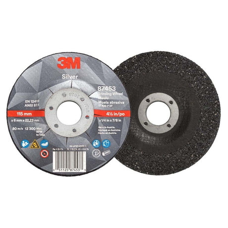3M 87453 Silver Depressed Center Grinding Wheel 36+ T27 4.5 in x 1/4 in x 7/8 in (7100141079) (20 Pack)