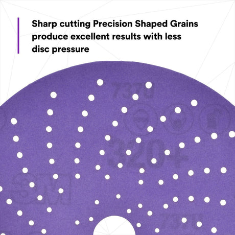3M 737U 31483 Cubitron II Hookit Clean Sanding Abrasive Disc, 6 in, 320+, Purple (7100141496) (50 Pack) - 4