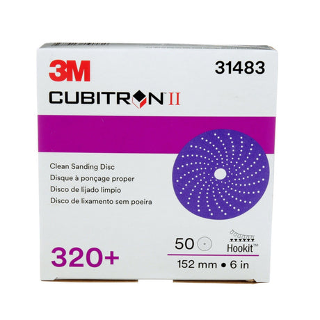 3M 737U 31483 Cubitron II Hookit Clean Sanding Abrasive Disc, 6 in, 320+, Purple (7100141496) (50 Pack) - 5