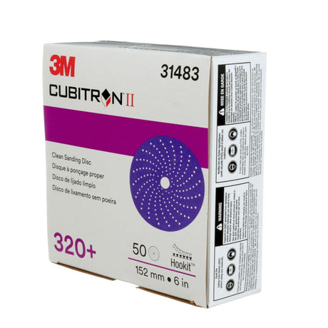 3M 737U 31483 Cubitron II Hookit Clean Sanding Abrasive Disc, 6 in, 320+, Purple (7100141496) (50 Pack) - 7