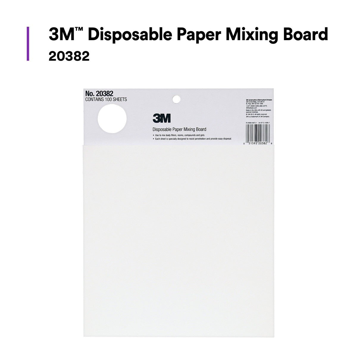 3M B-20382 Disposable Paper Mixing Board, Non Porous, Solvent Resistant, Non Soak, Large Sheet, 10 in x 13 in, 100 Sheets/Board (7100144396) (12 Pack) - 4