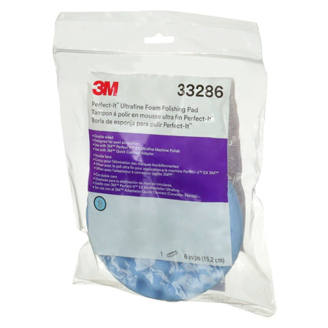 3M 33286 Ultrafine Foam Polishing Pad, Blue, Double Sided Waffle Face, 6 in for Automotive (7100145279)  - (6 Pack) - 2