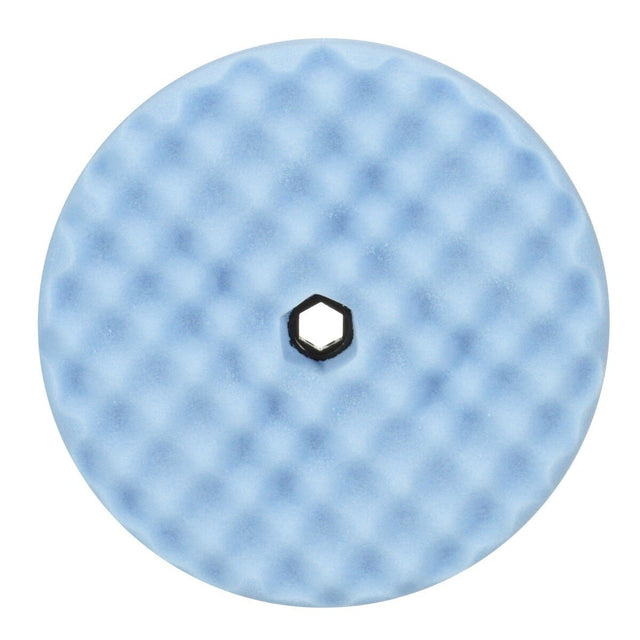 3M 05708 Hookit Ultrafine Foam Polishing Pad, Double Sided Quick Connect, Waffle Face, Blue, 8 in (7100145281)  - (6 Pack)