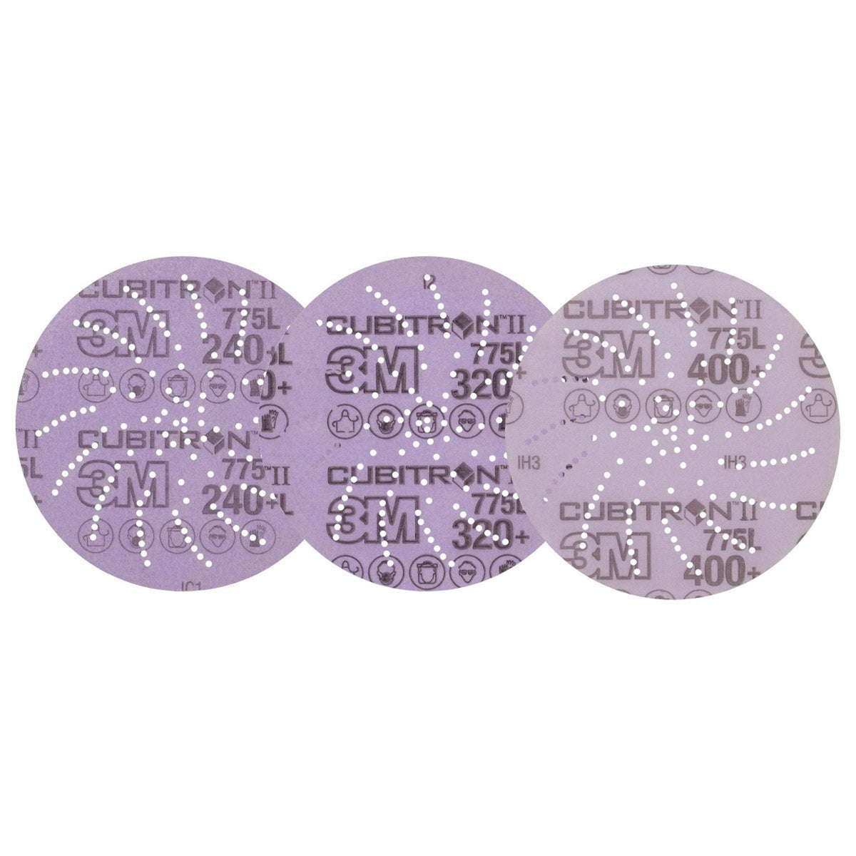 3M 775L 87435 Cubitron II Hookit Hook and Loop Film Disc, Purple, 5 in, 240+ 320+ 400+, Paint Preparation, General Sanding, Refining, Blending (7100145376) (15 Pack)