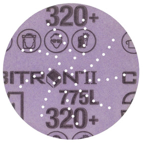 3M 775L Cubitron II Hookit Film Disc, 320+, Purple, 3 in, 300DS 53-Hole (7100145433) (250 Pack)