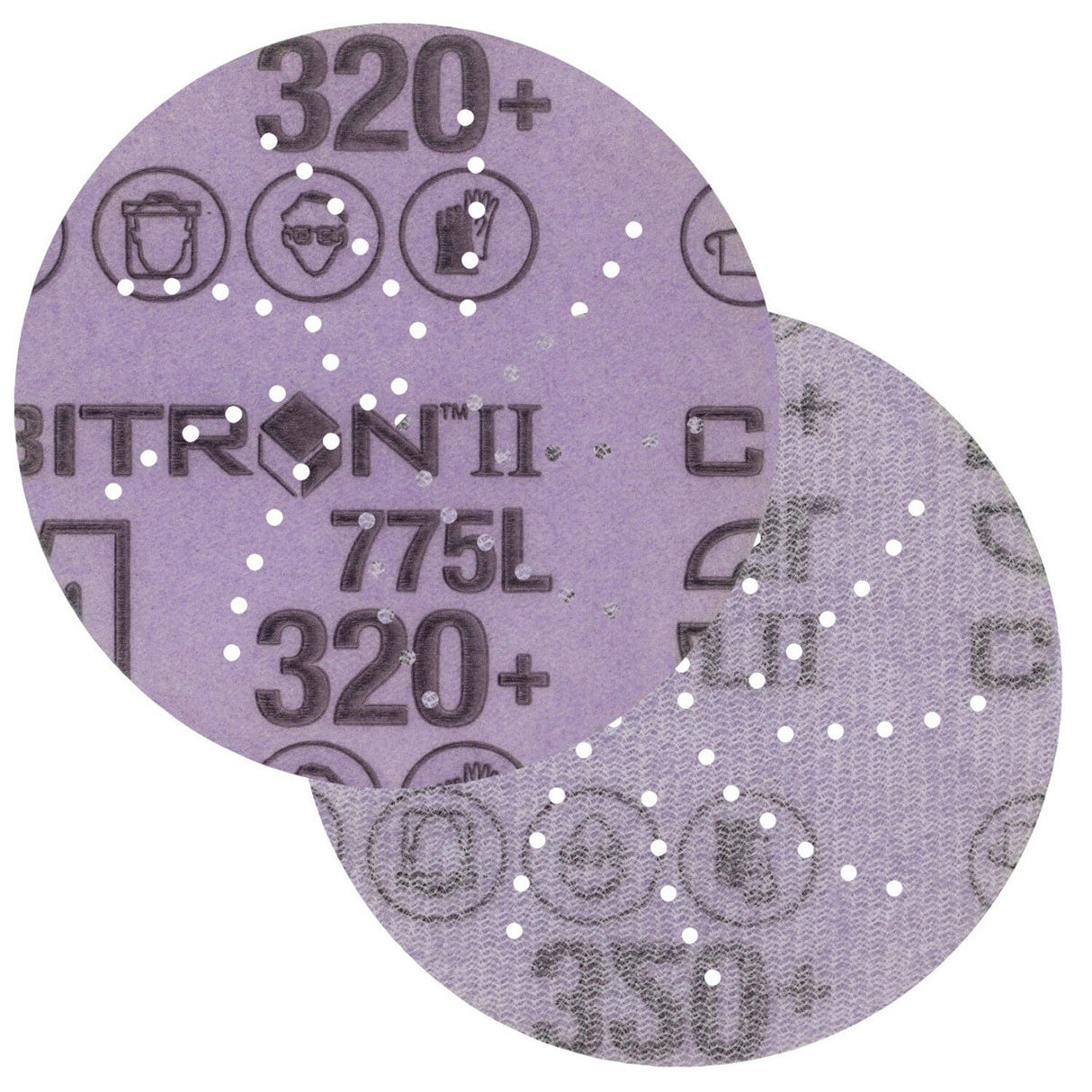 3M 775L Cubitron II Hookit Film Disc, 320+, Purple, 3 in, 300DS 53-Hole (7100145433) (250 Pack) - 2