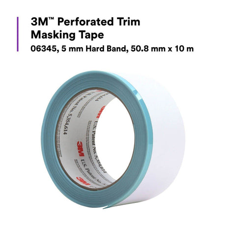 3M Perforated Trim Masking Tape, 5 mm Hard Band, 50.8 mm x 10 m (06345) (7100145500)  - (6Pack) - 4
