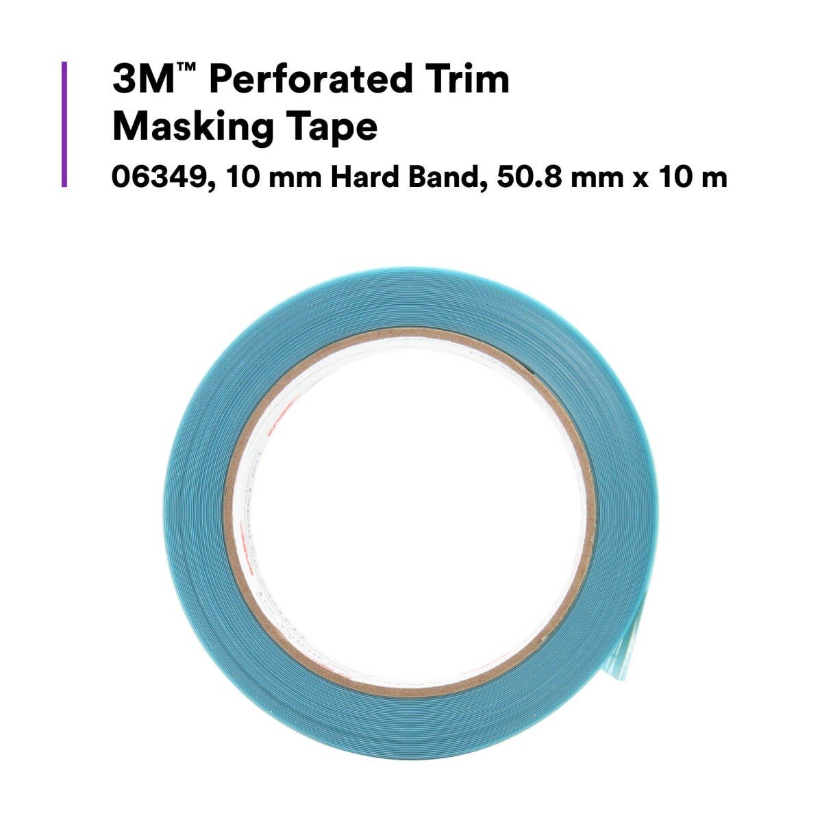 3M Perforated Trim Masking Tape, 10 mm Hard Band, Blue, 50.8 mm x 10 m (06349) (7100145501)  - (6Pack) - 2