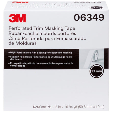 3M Perforated Trim Masking Tape, 10 mm Hard Band, Blue, 50.8 mm x 10 m (06349) (7100145501)  - (6Pack) - 4