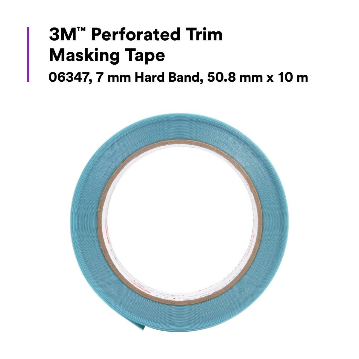 3M Perforated Trim Masking Tape, 7 mm Hard Band, Blue, 50.8 mm x 10 m (06347) (7100145503)  - (6Pack) - 3