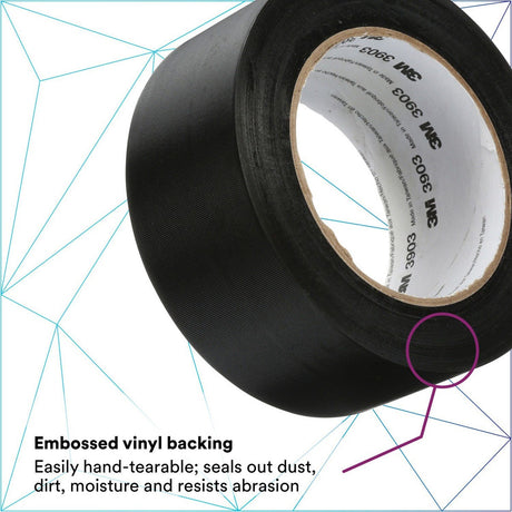 3M 3903 Vinyl Duct Tape, Black, 2 in x 50 yd, 6.5 mil, Individually Wrapped (7100145924)  - (24Pack) - 8
