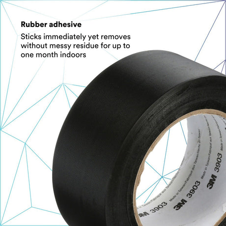 3M 3903 Vinyl Duct Tape, Black, 2 in x 50 yd, 6.5 mil, Individually Wrapped (7100145924)  - (24Pack) - 9