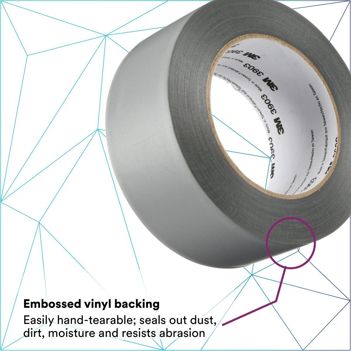 3M Vinyl Duct Tape 3903 Gray 2 in x 50 yd 7.3 mil Roll (3903) (7100145925)  - (24Pack) - 2