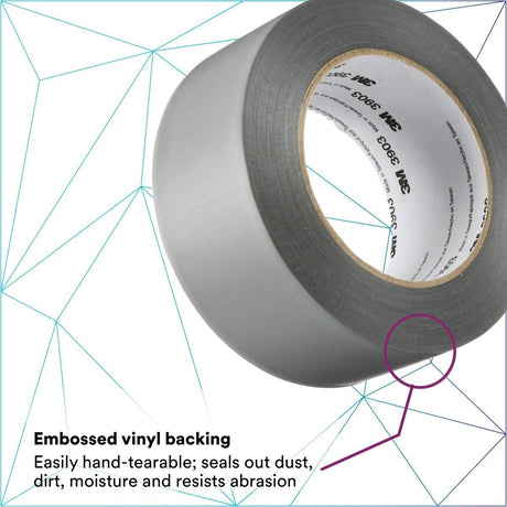 3M Vinyl Duct Tape 3903 Gray 2 in x 50 yd 7.3 mil Roll (3903) (7100145925)  - (24Pack) - 2