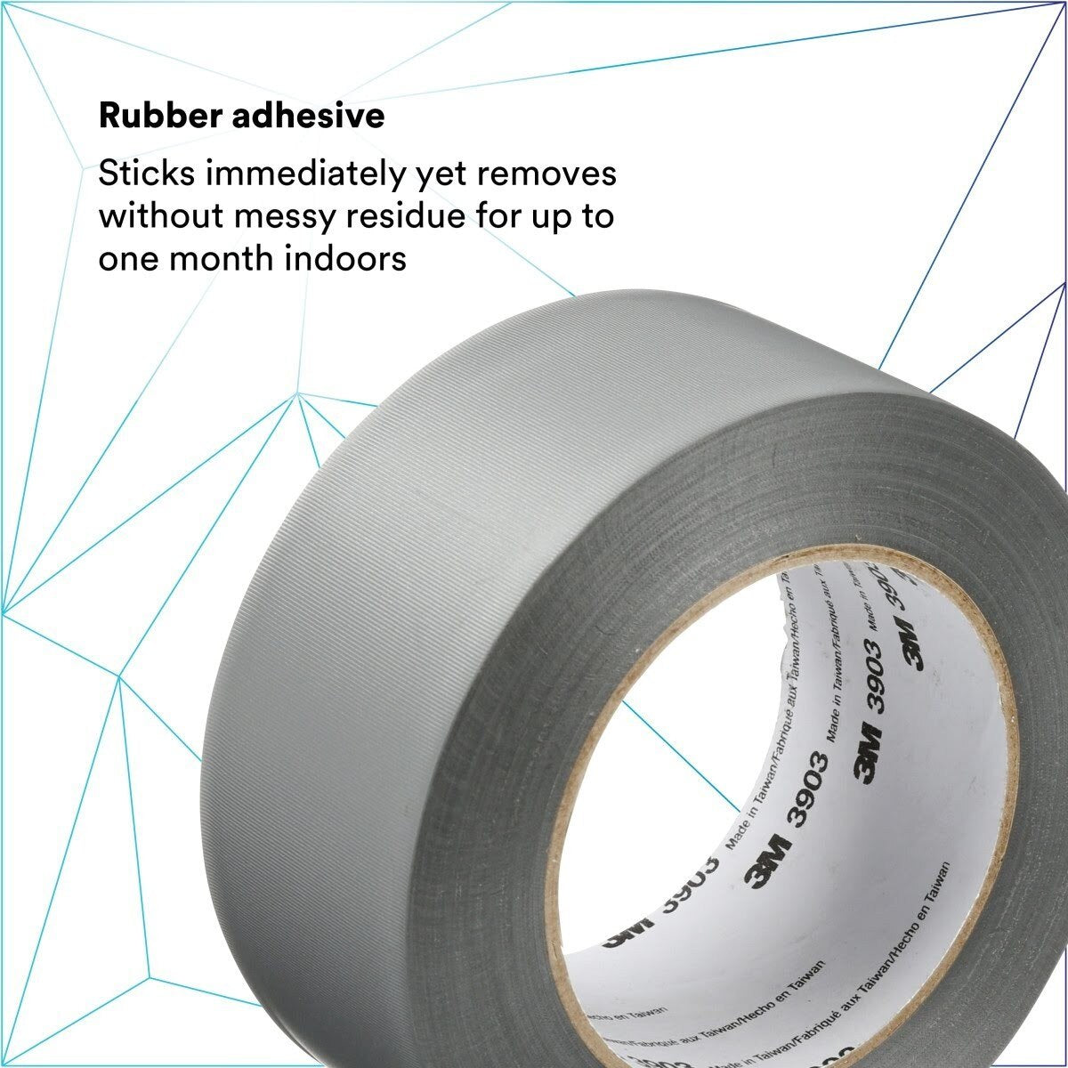 3M Vinyl Duct Tape 3903 Gray 2 in x 50 yd 7.3 mil Roll (3903) (7100145925)  - (24Pack) - 3