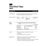 3M Vinyl Duct Tape 3903 Gray 2 in x 50 yd 7.3 mil Roll (3903) (7100145925)  - (24Pack) - 9