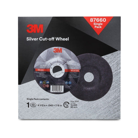 3M 87660 Silver Cut-Off Wheel, 36+, T27, 4.5 in x 0.045 in x 7/8 in (7100147388)  - (10Pack)