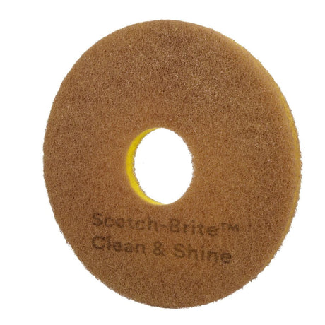 3M Scotch-Brite Clean and Shine Pad, Super Fine, Brown, 12 in, Center Hole (7100147921) (5 Pack) - 3