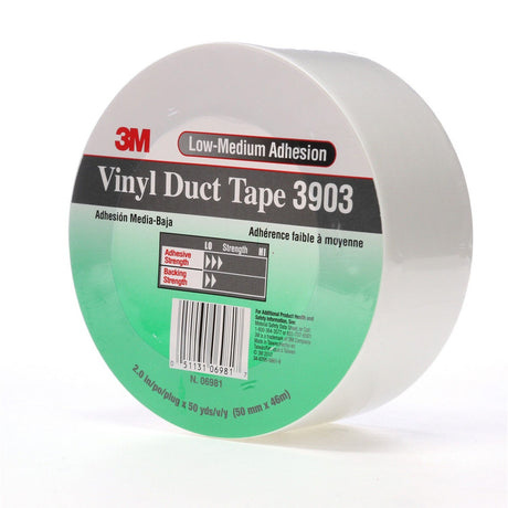 3M 3903 Vinyl Duct Tape, White, 2 in x 50 yd, 7.3 mil, Individually Wrapped (7100148262)  - (24Pack) - 3