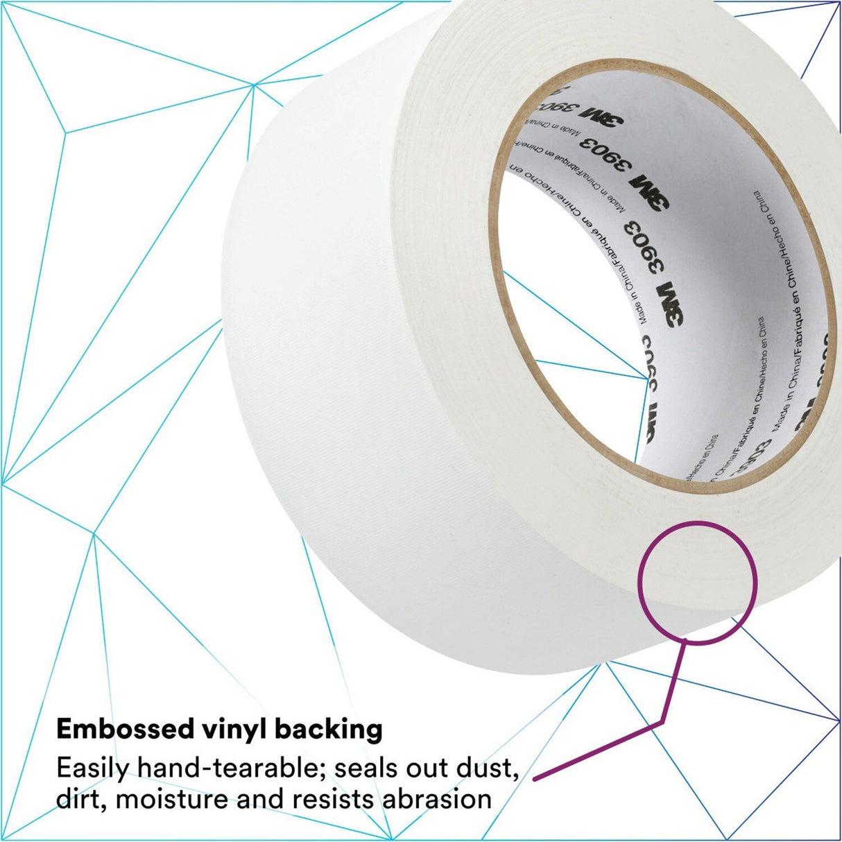 3M 3903 Vinyl Duct Tape, White, 2 in x 50 yd, 7.3 mil, Individually Wrapped (7100148262)  - (24Pack) - 6