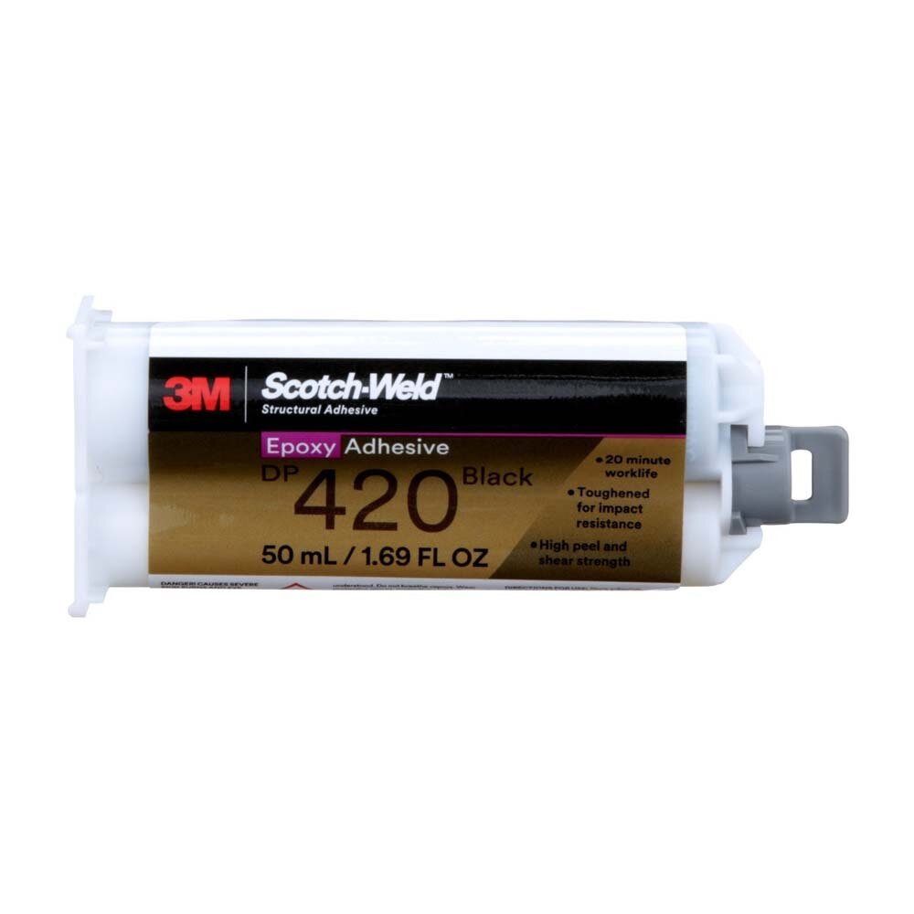 3M 420 Scotch-Weld Epoxy Adhesive DP Black Two-Part Structural Adhesive, 20-Minute Work Life, High Impact and Fatigue Resistance Duo-Pak (50 mL) (7100148731) - 3
