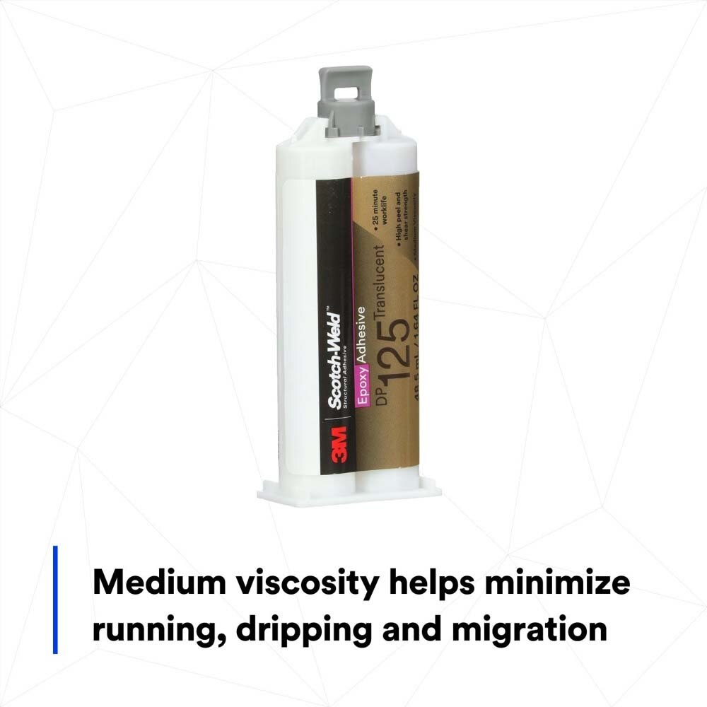 3M DP125 Scotch-Weld Translucent Two-Part Flexible Epoxy Adhesive Duo-Pak (48.5 mL) (7100148734)  - (12Pack) - 7