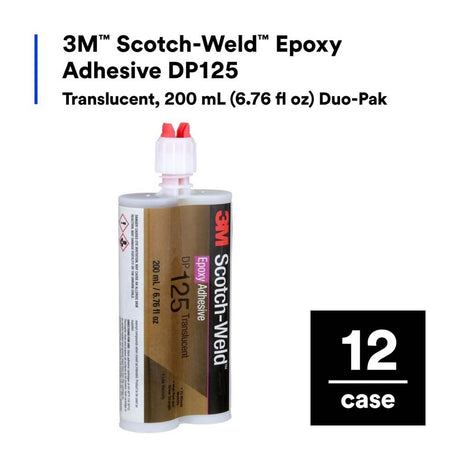 3M DP125 Scotch-Weld Translucent Two-Part Flexible Epoxy Adhesive Duo-Pak (48.5 mL) (7100148734)  - (12Pack) - 9