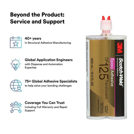 3M DP125 Scotch-Weld Translucent Two-Part Flexible Epoxy Adhesive Duo-Pak (48.5 mL) (7100148734)  - (12Pack) - 10